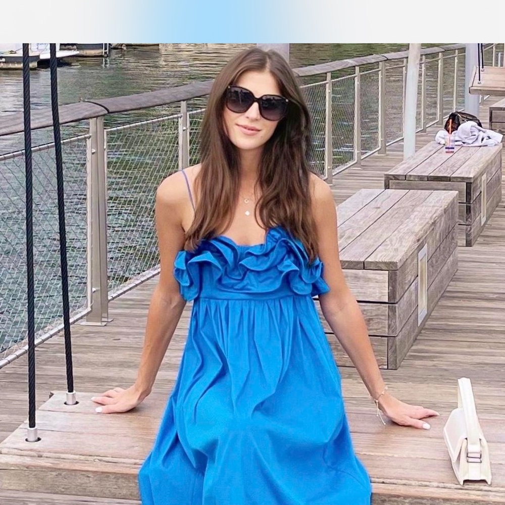 Mango Blue Ruffle Maxi Dress - Picture 4 of 7